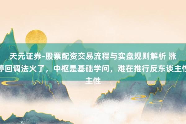 天元证券-股票配资交易流程与实盘规则解析 涨停回调法火了,中枢是基础学问,难在推行反东谈主性