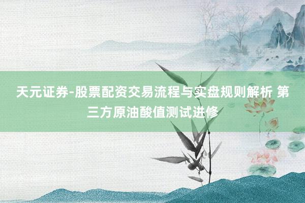天元证券-股票配资交易流程与实盘规则解析 第三方原油酸值测试进修