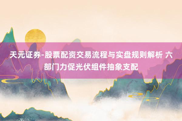 天元证券-股票配资交易流程与实盘规则解析 六部门力促光伏组件抽象支配