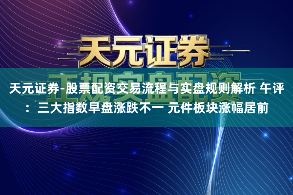 天元证券-股票配资交易流程与实盘规则解析 午评：三大指数早盘涨跌不一 元件板块涨幅居前