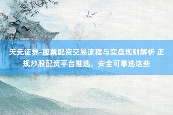 天元证券-股票配资交易流程与实盘规则解析 正规炒股配资平台推选，安全可靠选这些